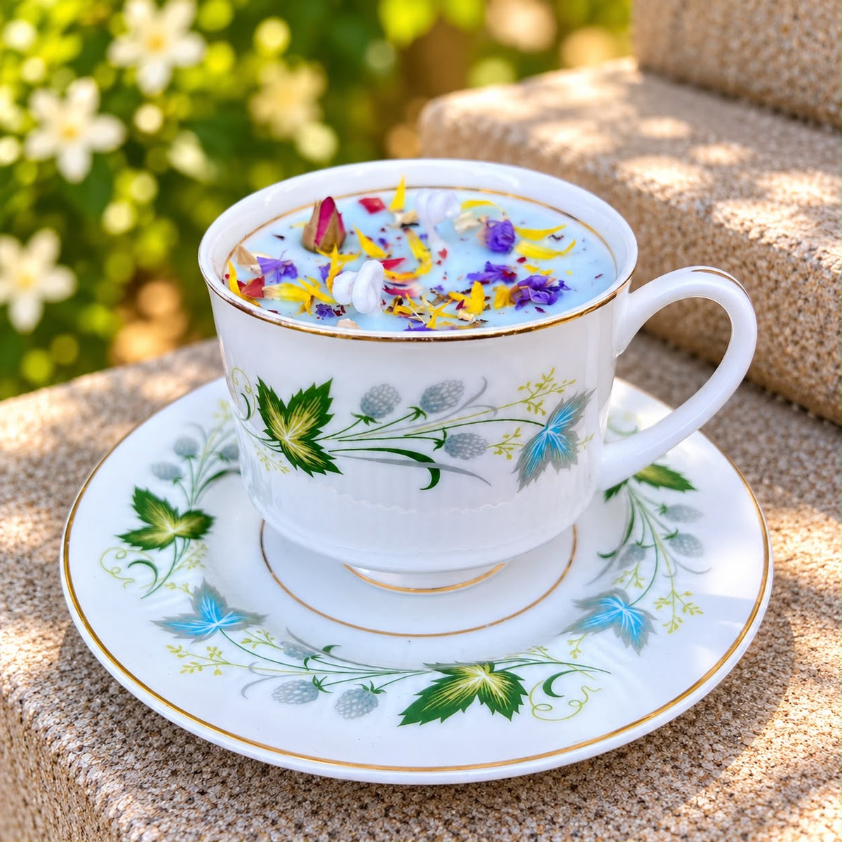 Vintage English Teacup Candle | Natural Soy Wax Candle | Reusable Tea Cup | Handmade Gift for Tea Lovers