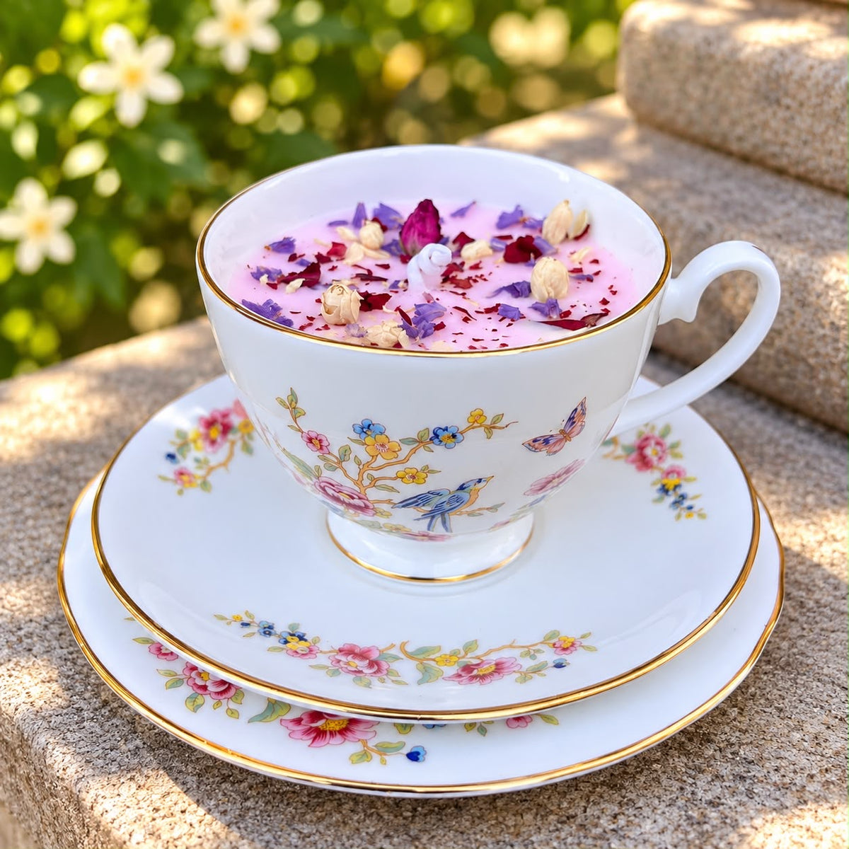 Vintage English Teacup Candle | Natural Soy Wax Candle | Reusable Tea Cup | Handmade Gift for Tea Lovers