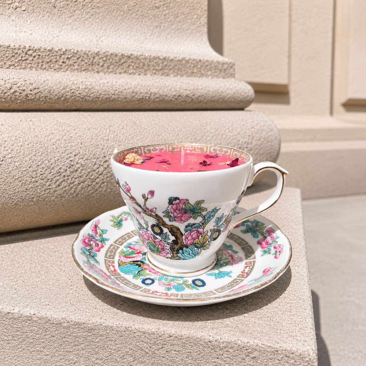 Vintage English Teacup Candle | Natural Soy Wax Candle | Reusable Tea Cup | Handmade Gift for Tea Lovers
