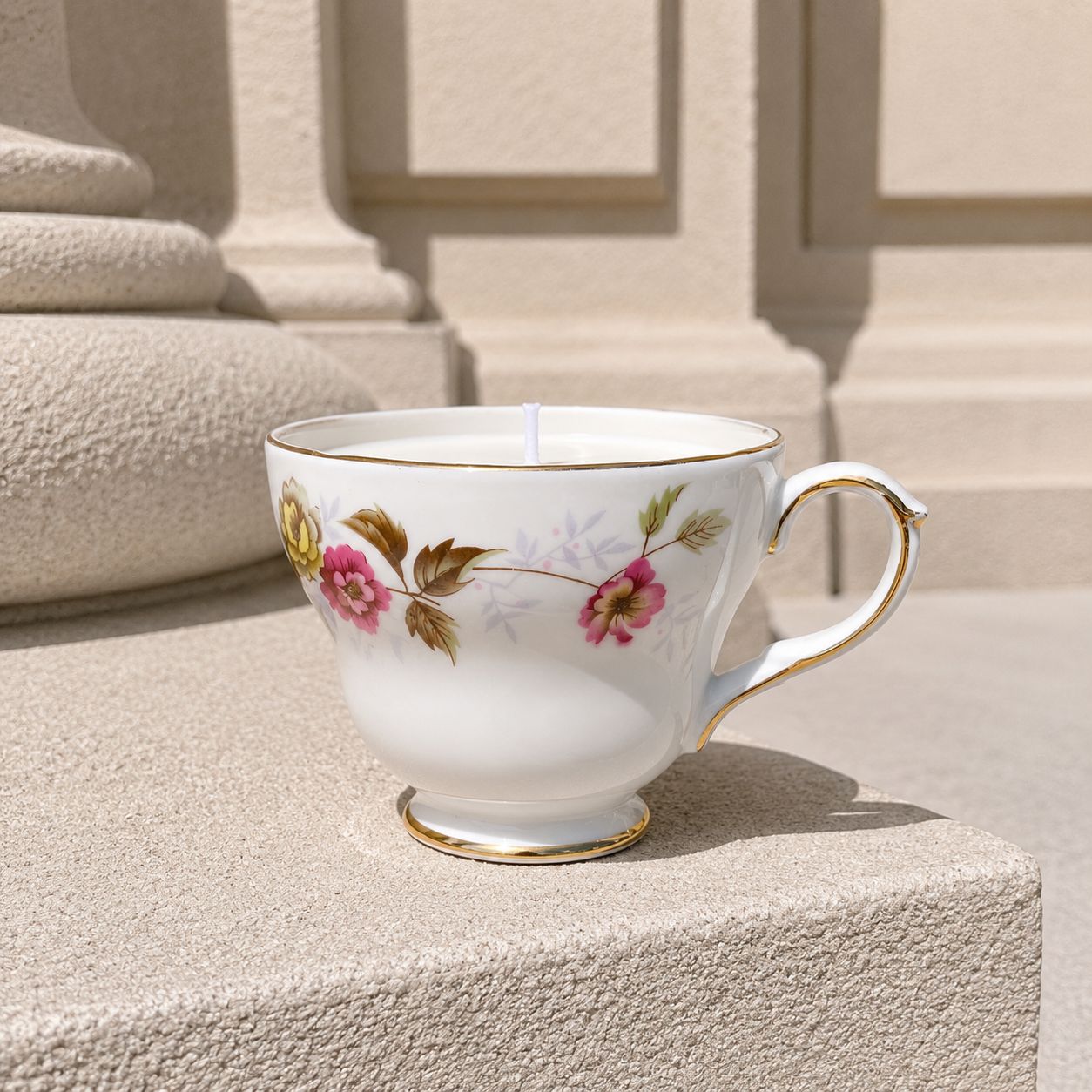 Vintage English Teacup Candle | Natural Soy Wax Candle | Reusable Tea Cup | Handmade Gift for Tea Lovers