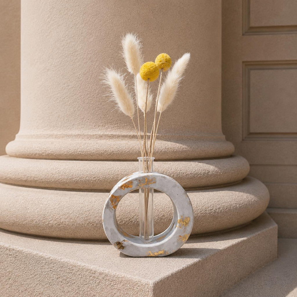 Pots of Love | Handmade Concrete Planters with Gold Leaf Finish | Minimalist Decorative Pots | Optional Dried Flowers or Preserved Moss | Made in England