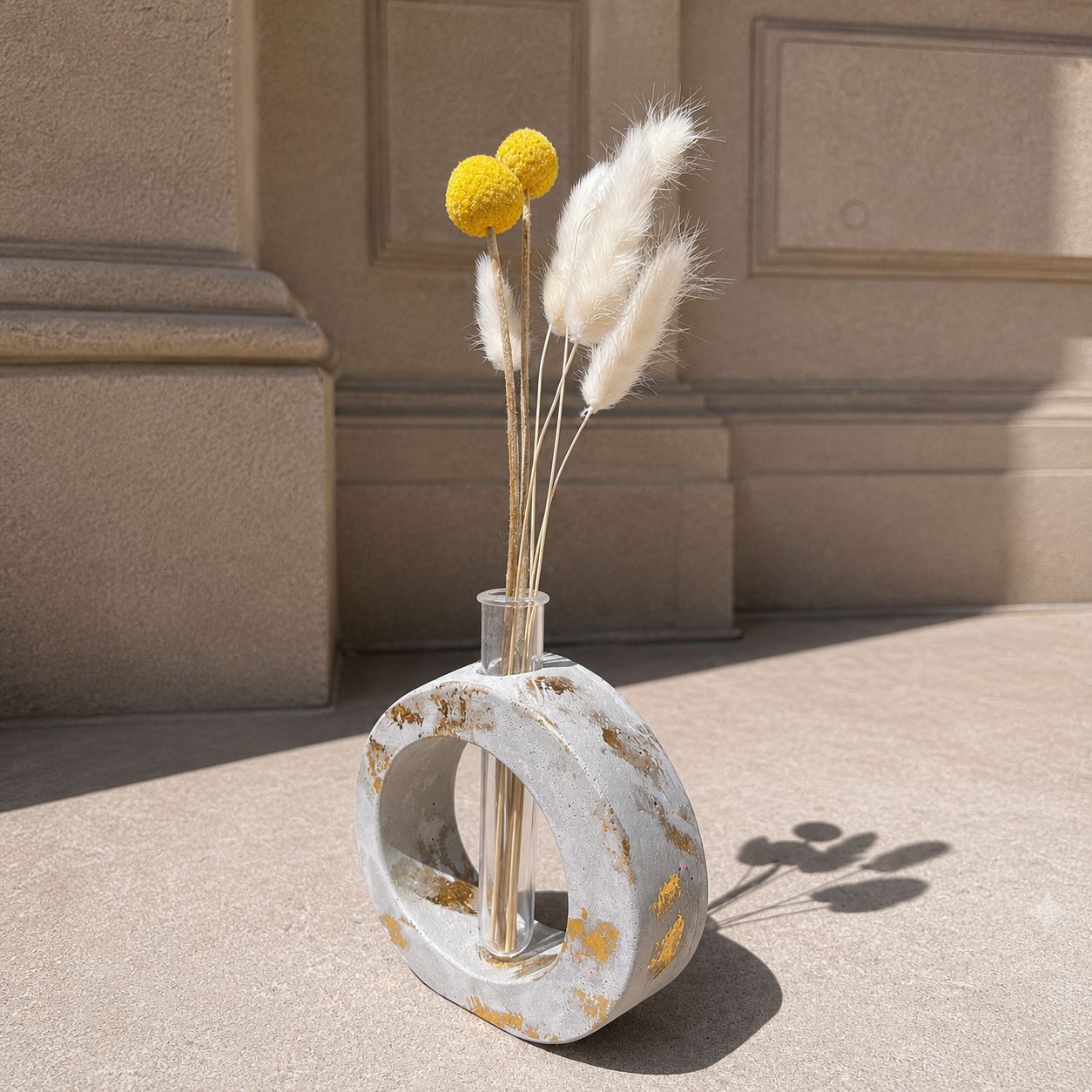 Pots of Love | Handmade Concrete Planters with Gold Leaf Finish | Minimalist Decorative Pots | Optional Dried Flowers or Preserved Moss | Made in England