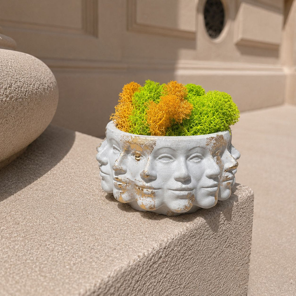 Pots of Love | Handmade Concrete Planters with Gold Leaf Finish | Minimalist Decorative Pots | Optional Dried Flowers or Preserved Moss | Made in England