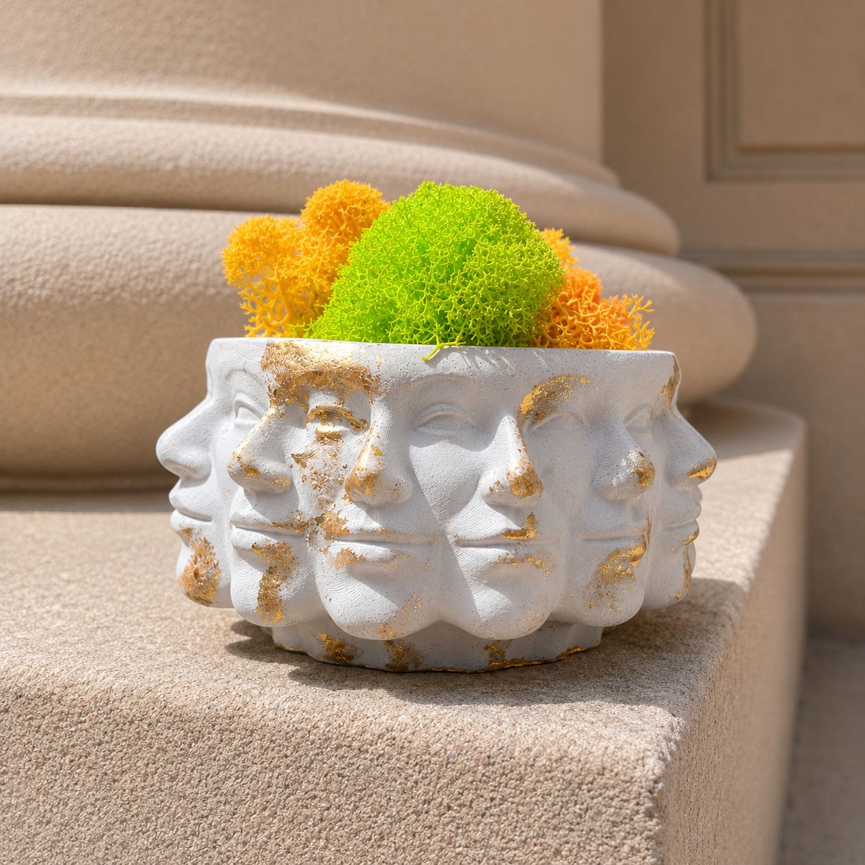 Pots of Love | Handmade Concrete Planters with Gold Leaf Finish | Minimalist Decorative Pots | Optional Dried Flowers or Preserved Moss | Made in England