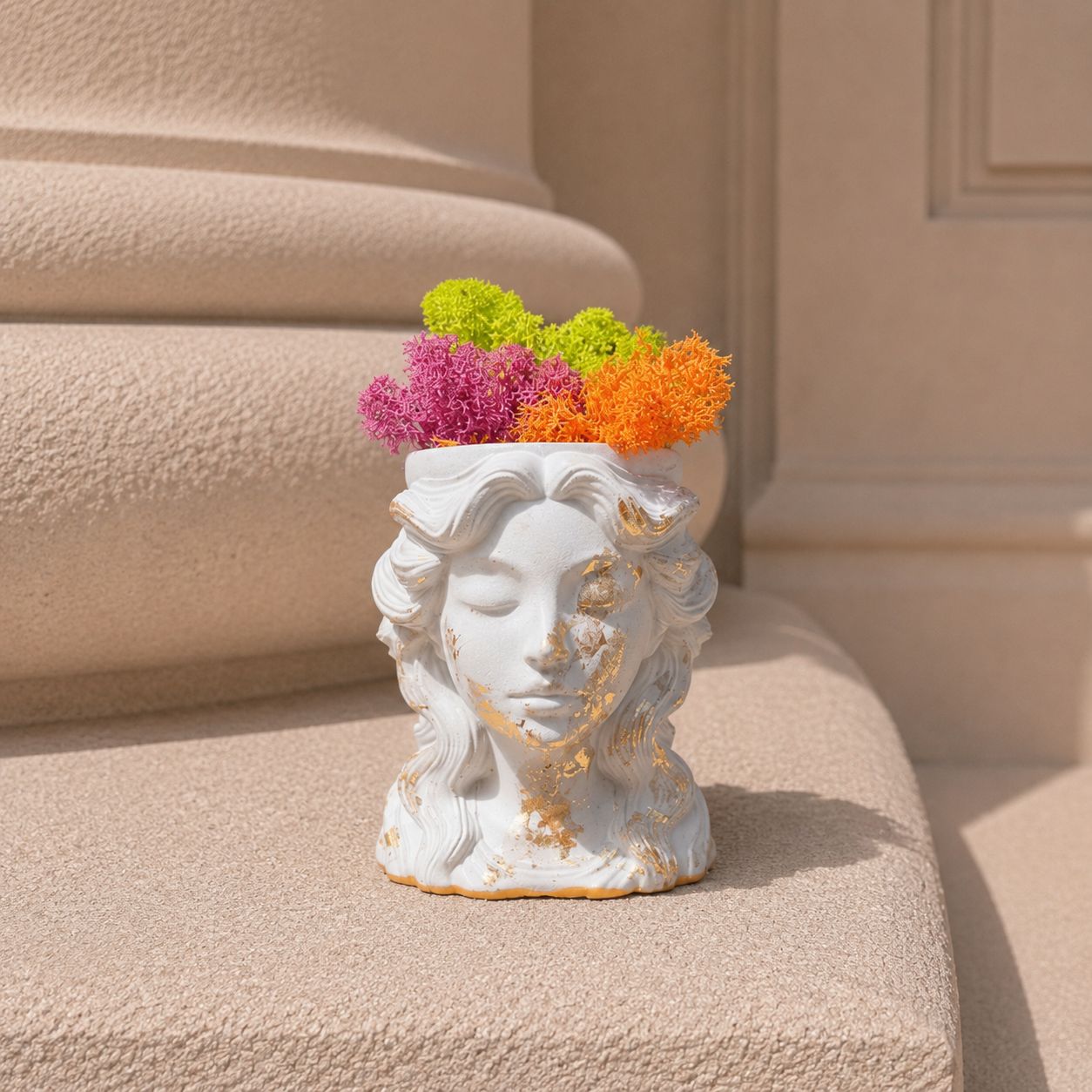 Pots of Love | Handmade Concrete Planters with Gold Leaf Finish | Minimalist Decorative Pots | Optional Dried Flowers or Preserved Moss | Made in England