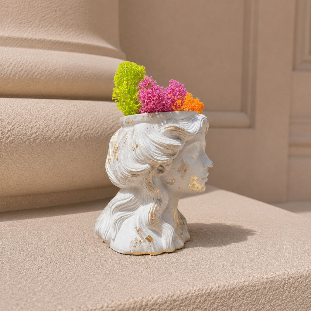 Pots of Love | Handmade Concrete Planters with Gold Leaf Finish | Minimalist Decorative Pots | Optional Dried Flowers or Preserved Moss | Made in England