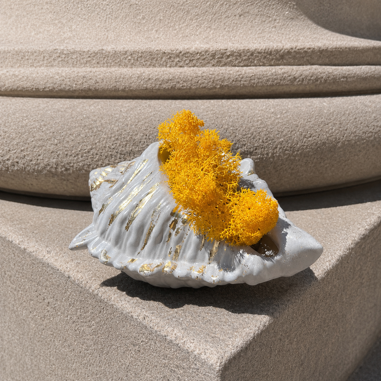Pots of Love | Handmade Concrete Planters with Gold Leaf Finish | Minimalist Decorative Pots | Optional Dried Flowers or Preserved Moss | Made in England